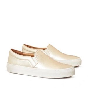 Tory Burch slip on sneaker metallic light gold 7.5 barely worn